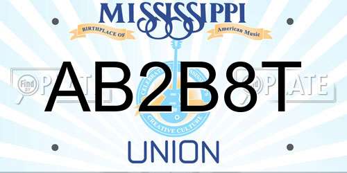 AB2B8T Mississippi License Plate