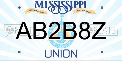 AB2B8Z Mississippi License Plate