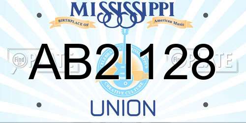 AB2I128 Mississippi License Plate
