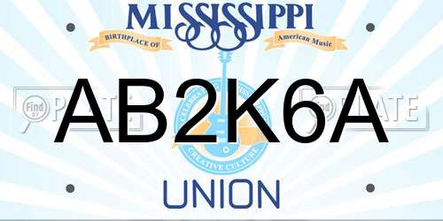 AB2K6A Mississippi License Plate