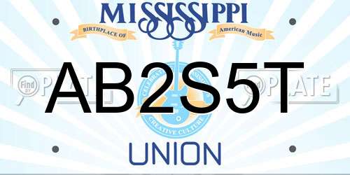 AB2S5T Mississippi License Plate