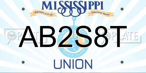AB2S8T Mississippi License Plate