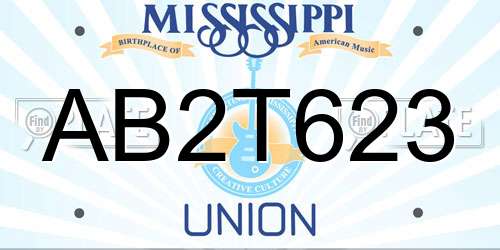 AB2T623 Mississippi License Plate