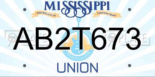 AB2T673 Mississippi License Plate