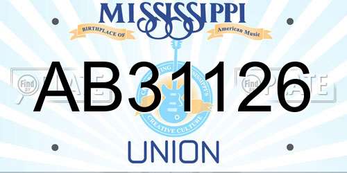 AB31126 Mississippi License Plate