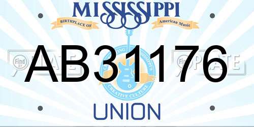 AB31176 Mississippi License Plate