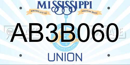 AB3B060 Mississippi License Plate