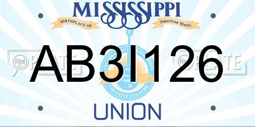 AB3I126 Mississippi License Plate