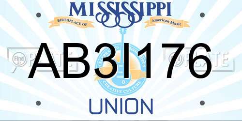 AB3I176 Mississippi License Plate