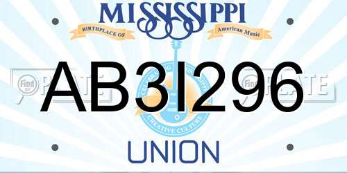 AB3I296 Mississippi License Plate