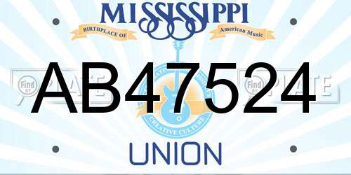 AB47524 Mississippi License Plate