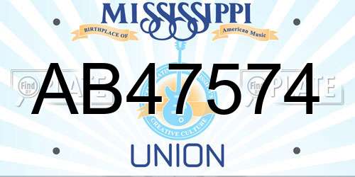 AB47574 Mississippi License Plate
