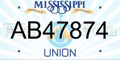 AB47874 Mississippi License Plate
