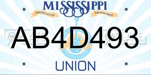 AB4D493 Mississippi License Plate