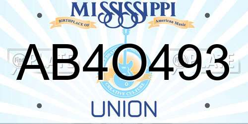 AB4O493 Mississippi License Plate