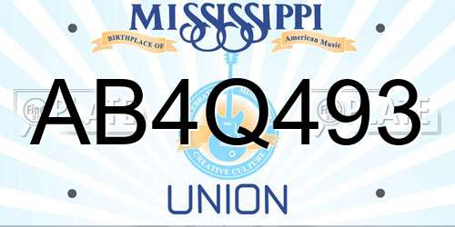 AB4Q493 Mississippi License Plate