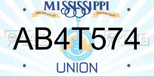 AB4T574 Mississippi License Plate