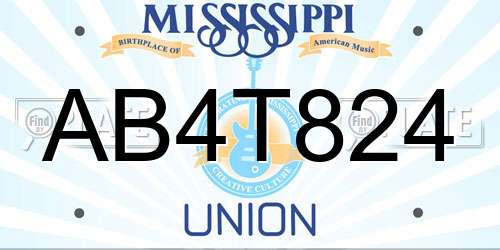 AB4T824 Mississippi License Plate