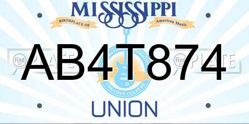 AB4T874 Mississippi License Plate