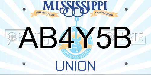AB4Y5B Mississippi License Plate