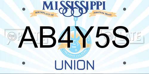 AB4Y5S Mississippi License Plate
