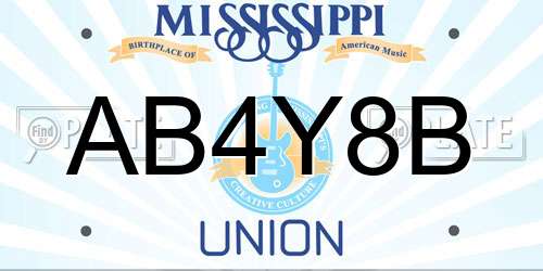 AB4Y8B Mississippi License Plate