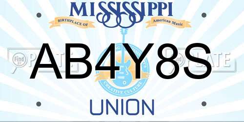 AB4Y8S Mississippi License Plate