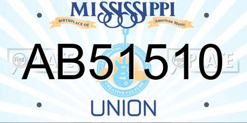 AB51510 Mississippi License Plate