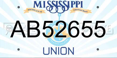 AB52655 Mississippi License Plate