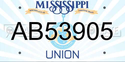 AB53905 Mississippi License Plate