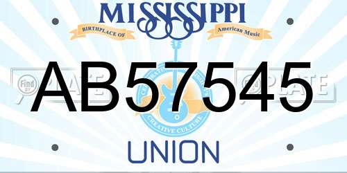 AB57545 Mississippi License Plate