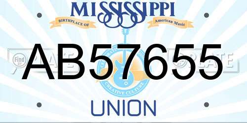 AB57655 Mississippi License Plate