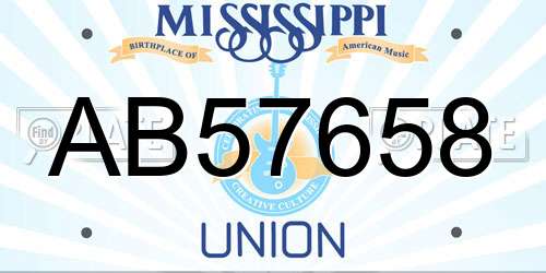 AB57658 Mississippi License Plate