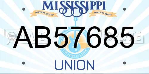 AB57685 Mississippi License Plate