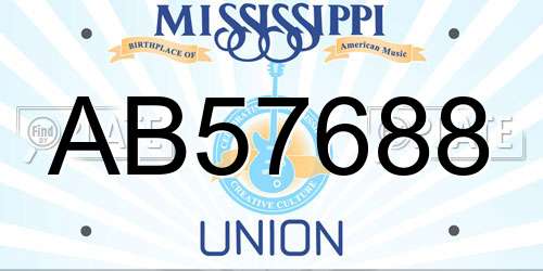 AB57688 Mississippi License Plate