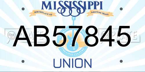 AB57845 Mississippi License Plate