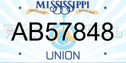 AB57848 Mississippi License Plate