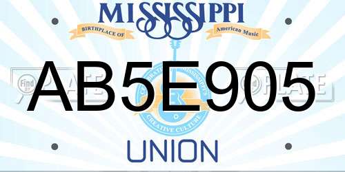 AB5E905 Mississippi License Plate