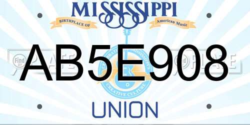 AB5E908 Mississippi License Plate