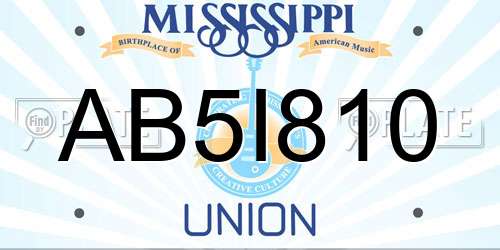 AB5I810 Mississippi License Plate