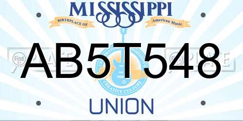 AB5T548 Mississippi License Plate