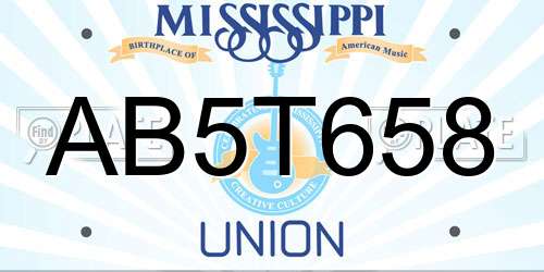 AB5T658 Mississippi License Plate