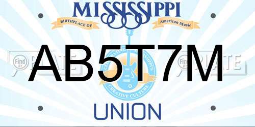 AB5T7M Mississippi License Plate