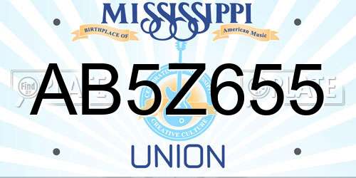 AB5Z655 Mississippi License Plate