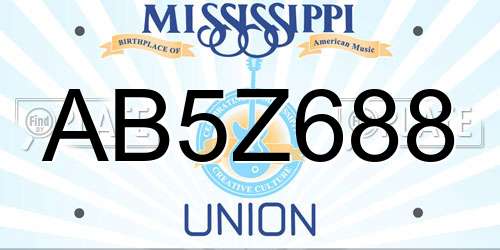 AB5Z688 Mississippi License Plate