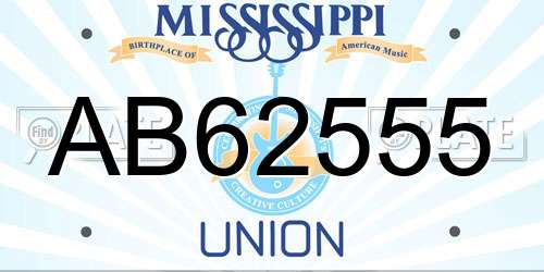 AB62555 Mississippi License Plate