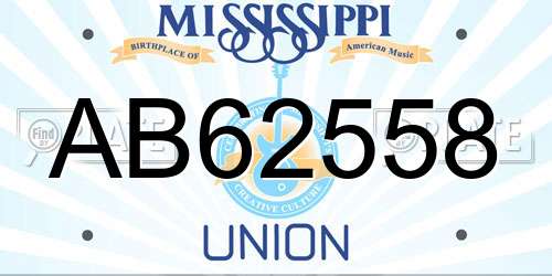 AB62558 Mississippi License Plate