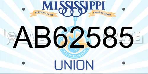 AB62585 Mississippi License Plate