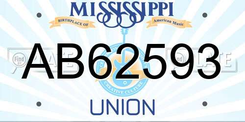 AB62593 Mississippi License Plate