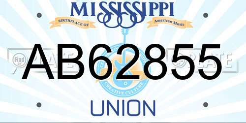 AB62855 Mississippi License Plate